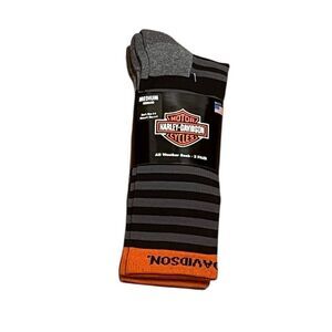 Harley-Davidson Striped All Weather Socks, Size M, 2 Pairs, NWT